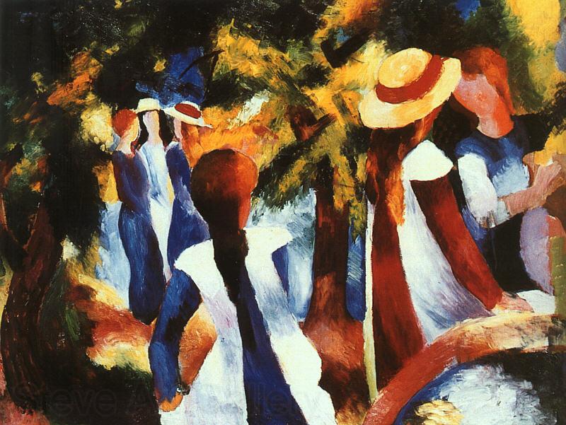 August Macke Girls Under Trees Spain oil painting art